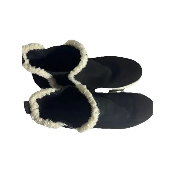Lucky Brand Chelsea Boots Womens 11M Black Kichai Casual Comfort Faux Fur Suede - Picture 6 of 8